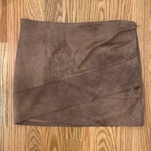 Brown Soft Leather Mini Skirt